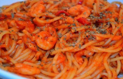 spaghetti aux crevettes