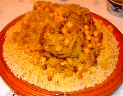 Couscous Au poisson (Le Congre) Et Tfaya (Recette Marocaine)